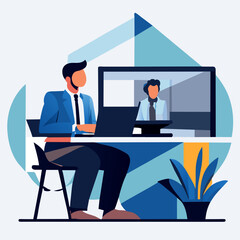 business people in office  rson working on laptop in library person working on computer back to school children student student studying at home vector illustration