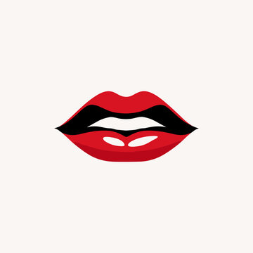 Beauty product filled red logo. Lip filler. Woman lips. Design element. Created with artificial intelligence. Glamour ai art for corporate branding, aesthetic clinic, makeup studio, fashion store