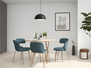 dining area with a minimalist table, highlighting an elegant and functional space for shared meals.