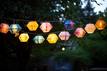 handmade solstice paper lanterns hung on string - Powered by Adobe