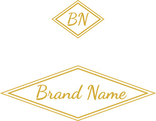 2D luxury fashion logo with brand name. Brand name icon. Creative design element. Visual identity. Suitable for fashion, shopping, luxury.