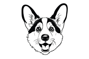 Corgi Beauty: A Detailed Vector Study of the Features in a Corgi's Face