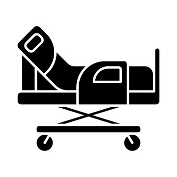 recommend clip art: 2D pixel perfect glyph style gurney icon, isolated vector, silhouette illustration representing medical care equipment.