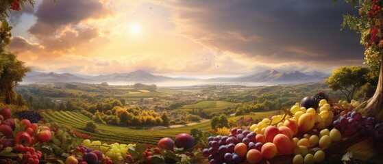 Farmers Rejoice Over A Fruitful Harvest In A Beautiful Landscape
