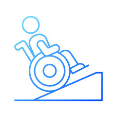 2D pixel perfect gradient handicap ramp icon, isolated vector, thin line illustration representing medical care equipment.
