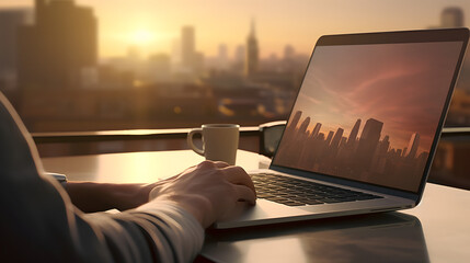 person working on laptop in office