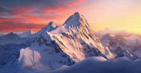 Foto op Plexiglas Swiss Alps bathed in a golden twilight. © Stock Pix