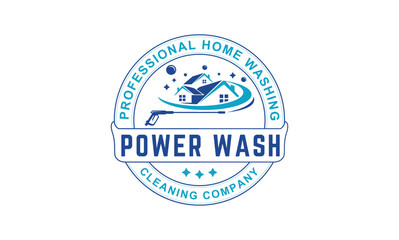 Professional power washing illustration vector graphic template for pressure powerful wash logo design
