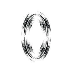 Hand Drawn Vertical Oval line Bold Stroke Shape Abstract rounded shape