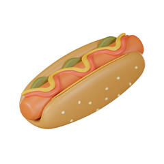 Hot Dog trendy illustration. 3D render
