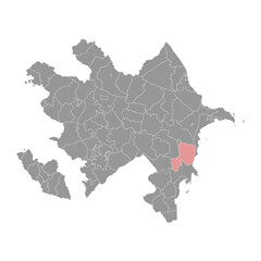 Salyan district map, administrative division of Azerbaijan.