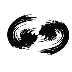 Hand Drawn Horizontal Oval line Bold Stroke Shape Abstract rounded shape