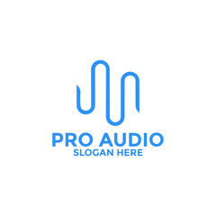 Sound Audio Logo Design, audio with pulse logo template