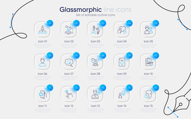 Set of Thumb down, Yoga and Group people line icons for web app. Couple, Valet servant, Yummy smile icons. Boat fishing, Management, Headshot signs. Fireworks, Covid app, Cursor. Vector