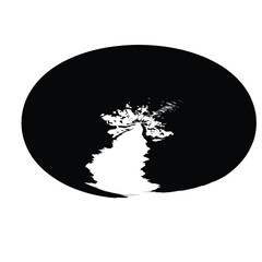 Hand Drawn Horizontal Oval line Bold Stroke Shape Abstract rounded shape