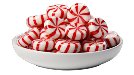 Christmas candy canes on a plate isolated on white background