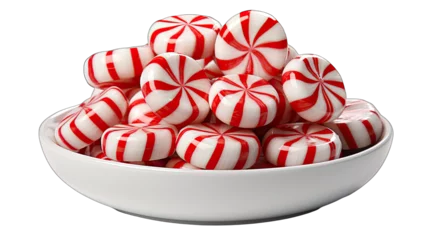 Zelfklevend Fotobehang Christmas candy canes on a plate isolated on white background © Lina