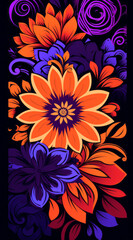 colorful mandala lotus illustration design on a purple background