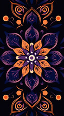 colorful mandala lotus illustration design on a purple background