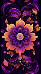 colorful mandala lotus illustration design on a purple background
