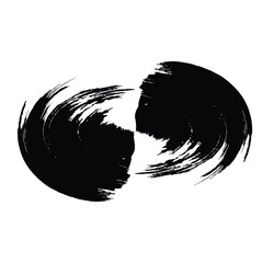 Hand Drawn Horizontal Oval line Bold Stroke Shape Abstract rounded shape