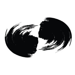 Hand Drawn Horizontal Oval line Bold Stroke Shape Abstract rounded shape
