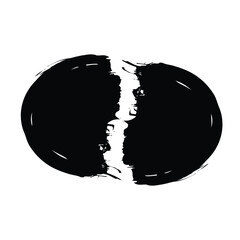 Hand Drawn Horizontal Oval line Bold Stroke Shape Abstract rounded shape