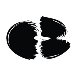 Hand Drawn Horizontal Oval line Bold Stroke Shape Abstract rounded shape