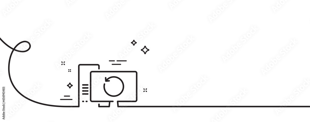 Aufkleber recovery computer line icon. continuous one line with curl. backup data sign. restore information sy
