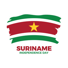 Suriname Independence Day poster vector illustration. Grunge flag of Suriname icon vector isolated on a white background. Paintbrush Suriname flag symbol design element. November 25 every year