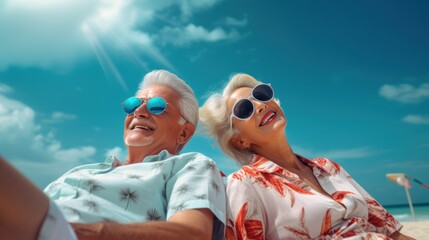 Happy seniors is having fun with travelling and joyful activity on holiday, happy retirement concept.