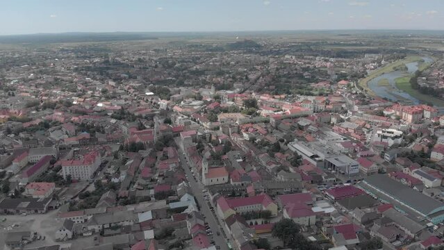 cities mukachevo, nature of ukraine, carpathian mountains, drone video filming ukraine, cities of ukraine