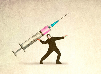 Illustration of man throwing syringe symbolizing anti-vaccination