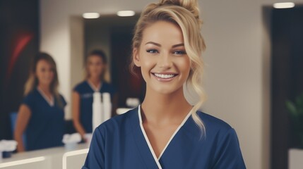 A smiling employee of a spa salon