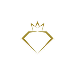 Gold crown and diamond logo icon isolated on transparent background
