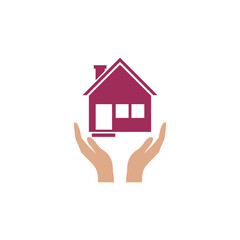 Fototapeta na wymiar Hands holding house real estate icon isolated on transparent background