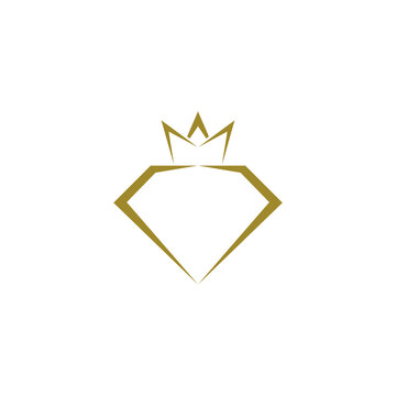 Gold crown and diamond logo icon isolated on transparent background