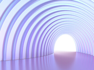 幻想的な光に照らされた渦巻き状のトンネルの3Dイラスト