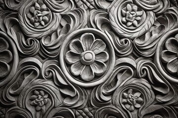 A detailed carving of intricate flowers