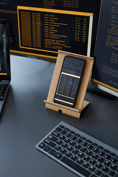 Smart phone with computers on desk