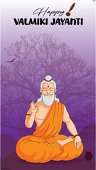 Creative banner design of Maharishi Valmiki Jayanti template.
