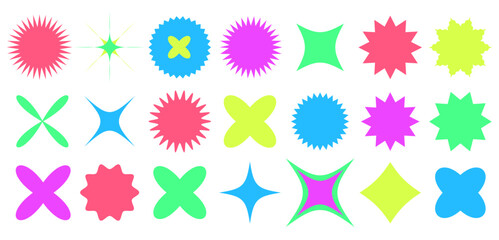 Starburst colorful tag. Star burst badge vignette. Price and sale  sticker, price tag, starburst, quality mark, y2k stars. Designe elements