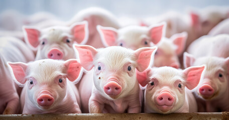 Ecological pigs and piglets at the domestic farm, Pigs at the factory