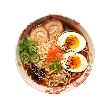 ramen in bowl isolated on white