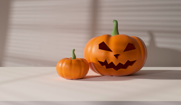 Plastic pumpkin and jack o lantern