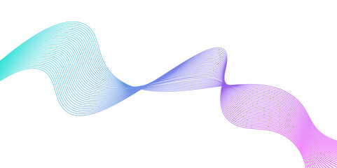 Fototapeta premium Wavy lines or ribbons. Multicolored striped gradient. Creative unusual background, Modern technology background, wave design. Vector illustration,