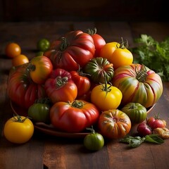 a cluster of juicy heirloom tomatoes