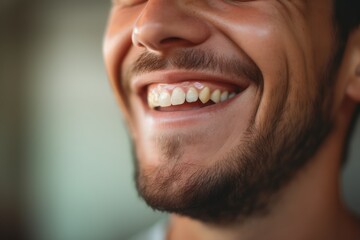 Fototapeta premium Man's face experiencing the joy of laughter - Raw Human Emotion - Close Up - AI Generated