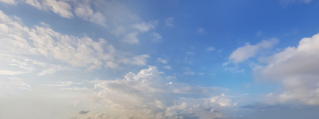 Panoramic blue sky with white cloud, nature background
