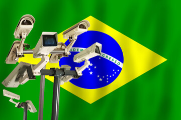 Brazilian CCTV camera on the flag of Brazil Surveillance, security, control and totalitarianism...